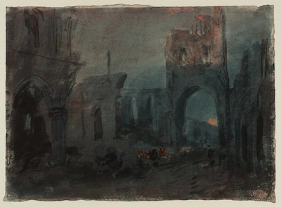 The Ruins of Kirkstall Abbey at Night c.1799 by Joseph Mallord William Turner 1775-1851
