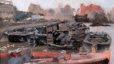 Maitland, Paul Fordyce, 1863-1909; Boats Moored on the Thames