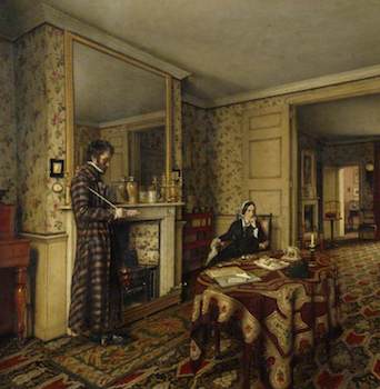 Tait, Robert Scott, c.1816-1897; 'A Chelsea Interior' (The Carlyles at Home with Their Dog, 'Nero')