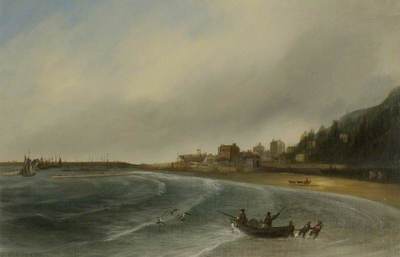 unknown artist; View of the Cobb and the Bay, Lyme Regis, Dorset